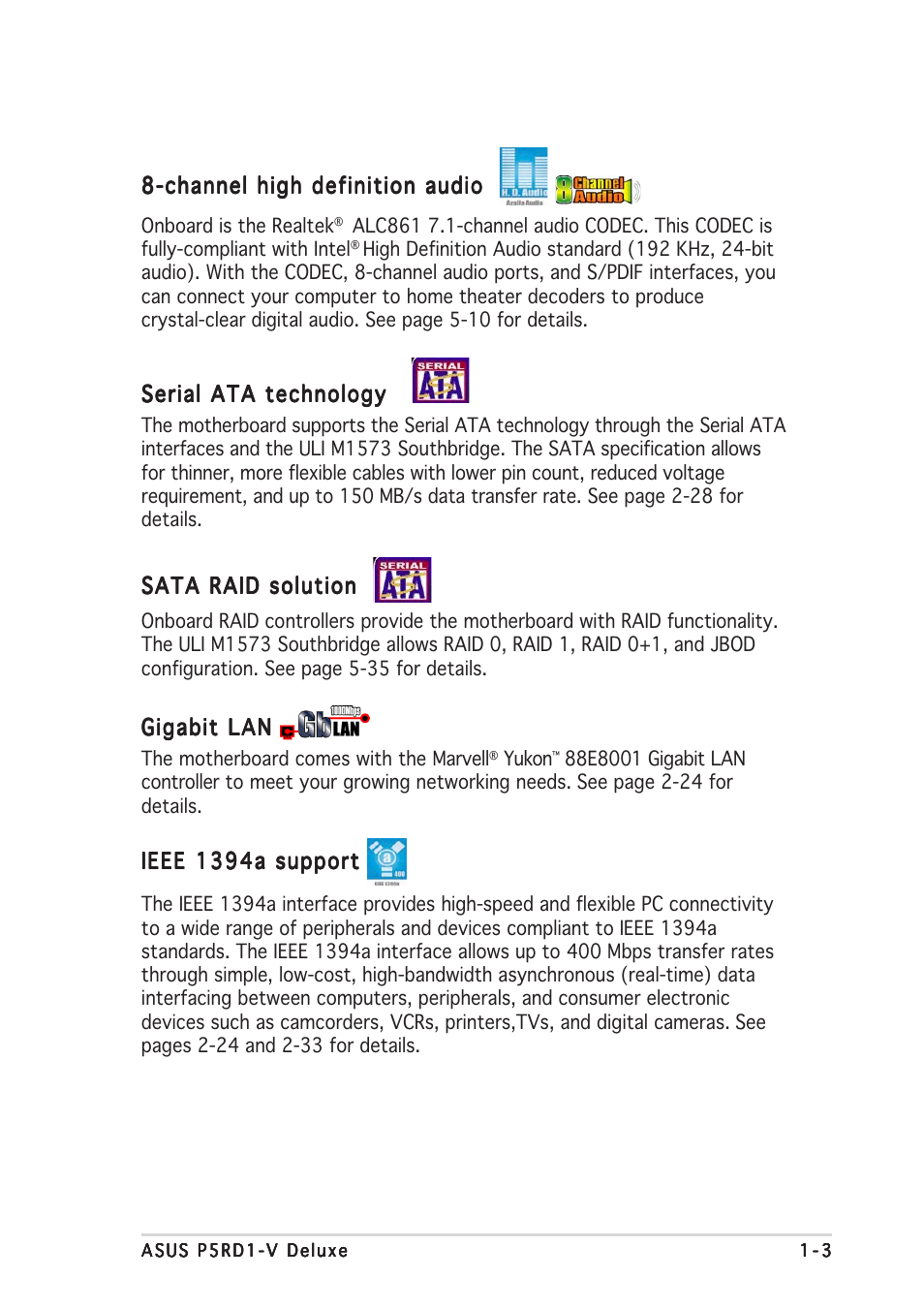 Asus P5RD1-V Deluxe User Manual | Page 19 / 162