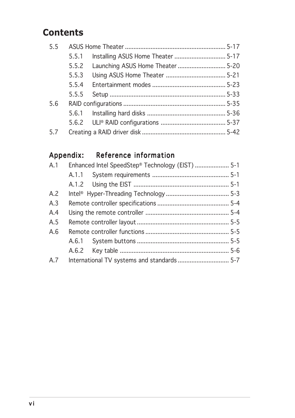 Asus P5RD1-V Deluxe User Manual | Page 6 / 162