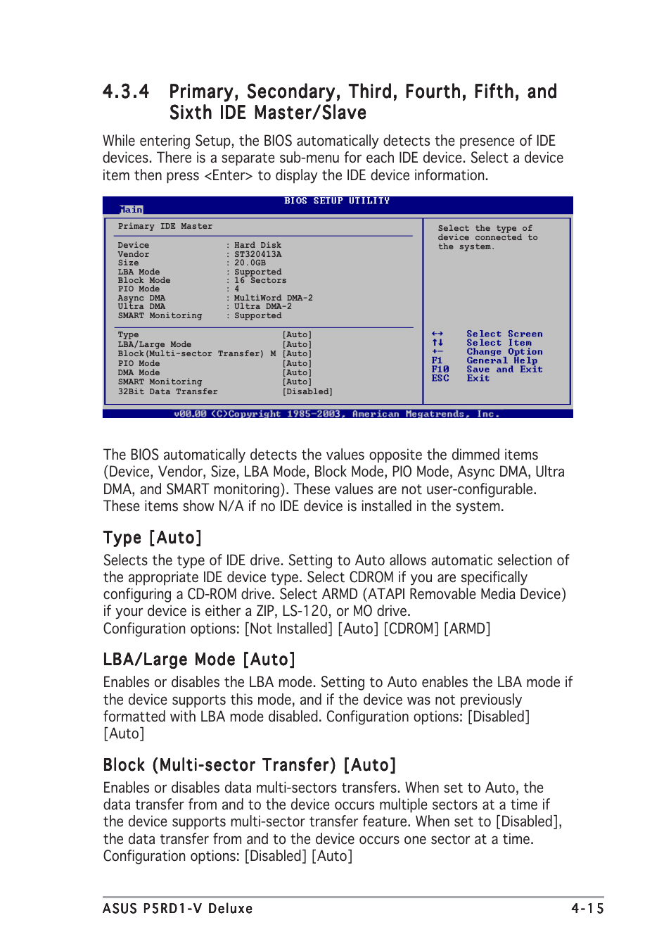 Type [auto, Lba/large mode [auto, Block (multi-sector transfer) [auto | Asus P5RD1-V Deluxe User Manual | Page 81 / 162