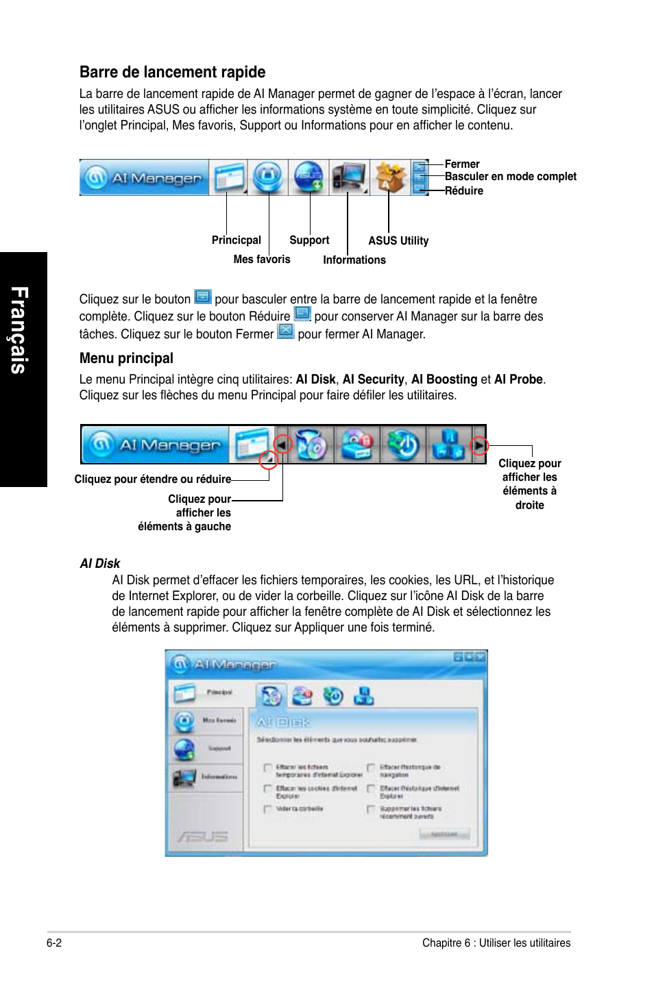 Fra nç ais fr an ça is fra nç ais fr an ça is | Asus CG8490 User Manual | Page 122 / 356