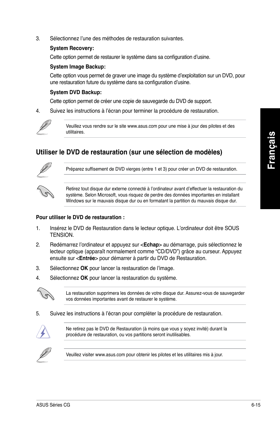 Fra nç ais fr an ça is | Asus CG8490 User Manual | Page 135 / 356