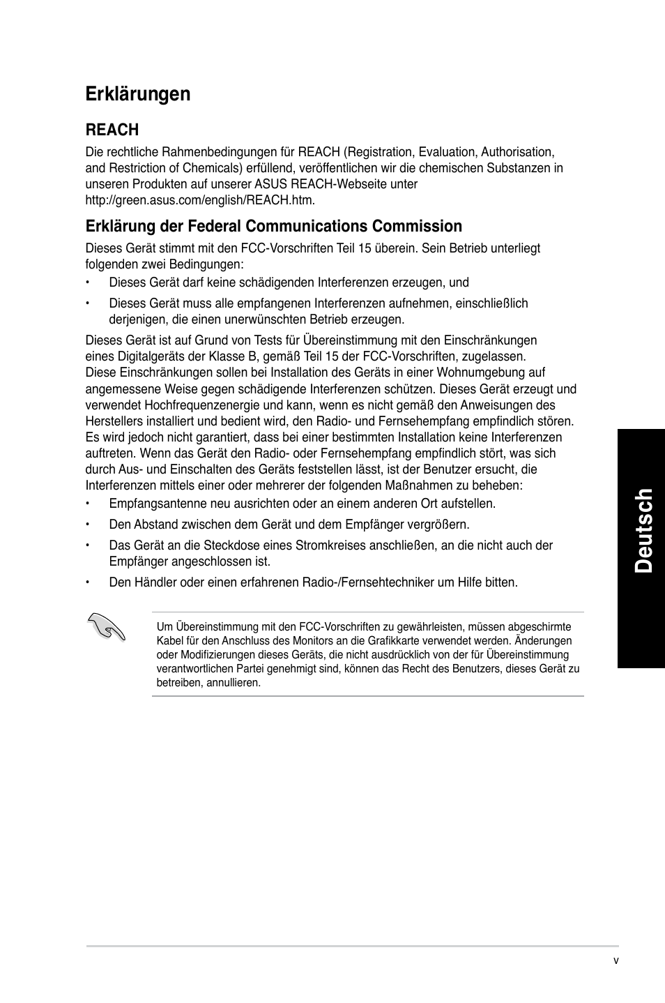 Erklärungen, De uts ch de ut sc h de uts ch de ut sc h | Asus CG8490 User Manual | Page 149 / 356