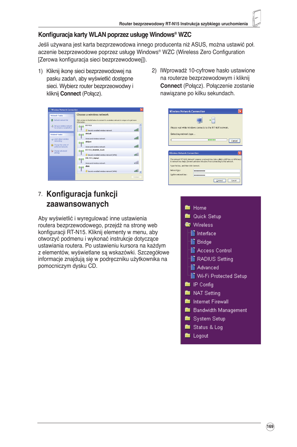 Konfiguracja funkcji zaawansowanych | Asus RT-N15 User Manual | Page 170 / 326