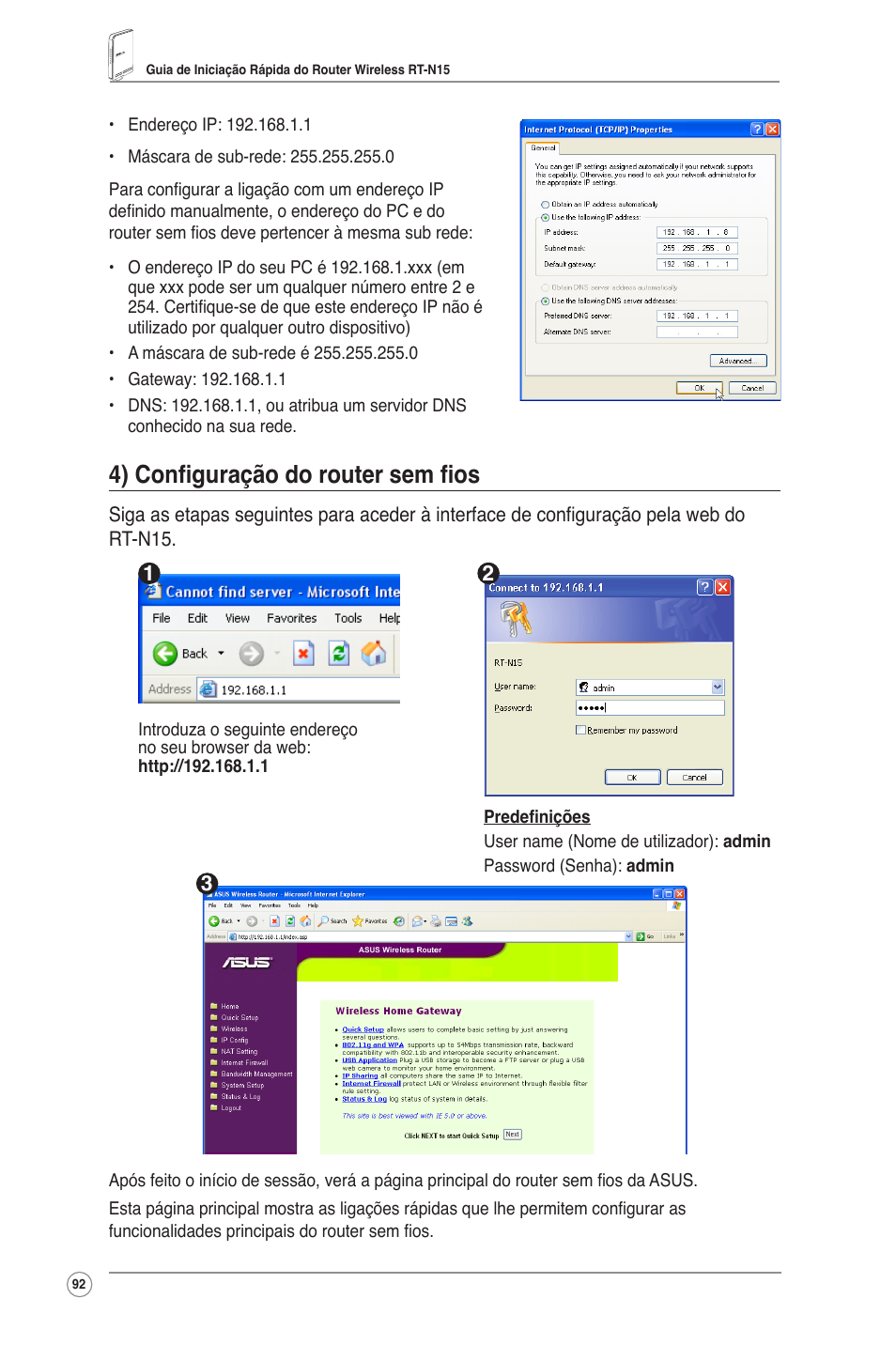 4) configuração do router sem fios | Asus RT-N15 User Manual | Page 93 / 326