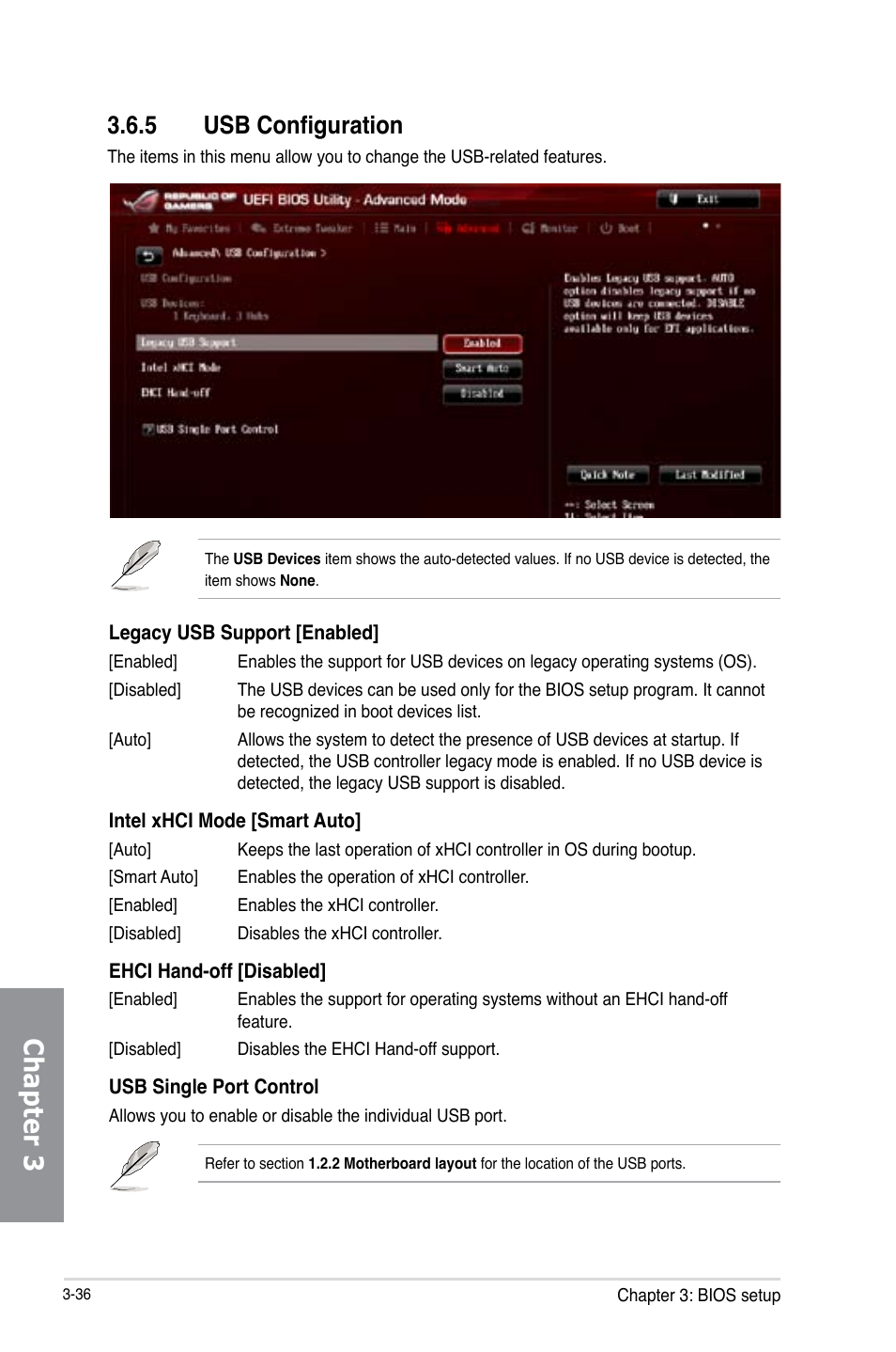 5 usb configuration, Usb configuration -36, Chapter 3 | Asus MAXIMUS VI GENE User Manual | Page 122 / 192