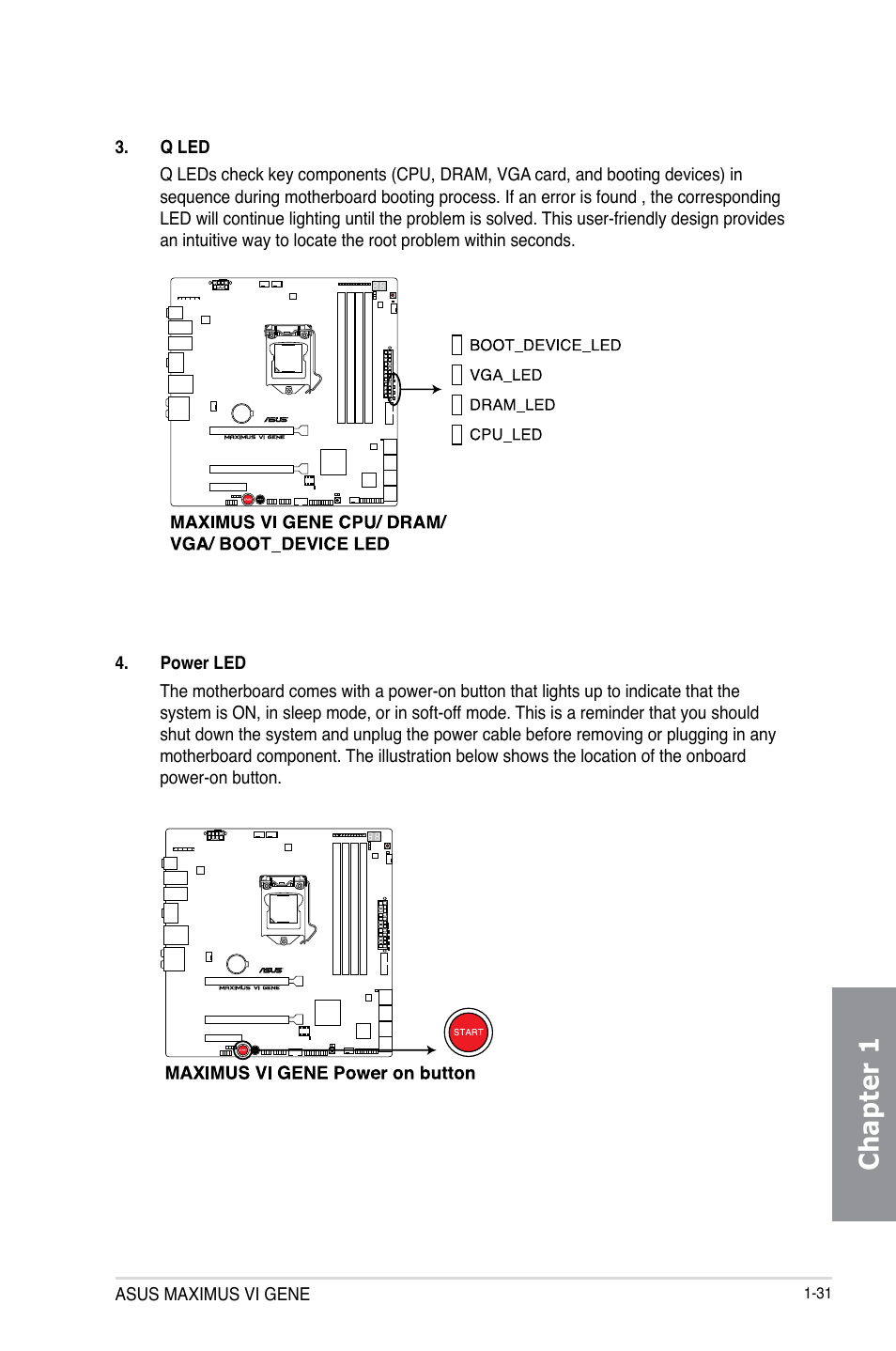 Chapter 1 | Asus MAXIMUS VI GENE User Manual | Page 45 / 192