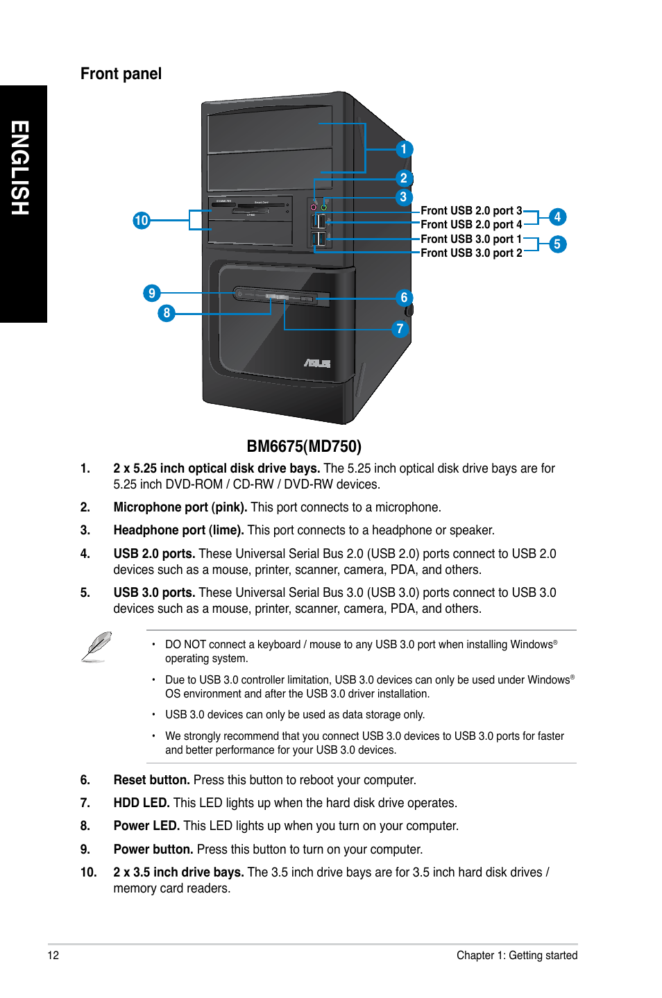 En gl is h en gl is h en gl is h en gl is h | Asus BP6375 User Manual | Page 12 / 106