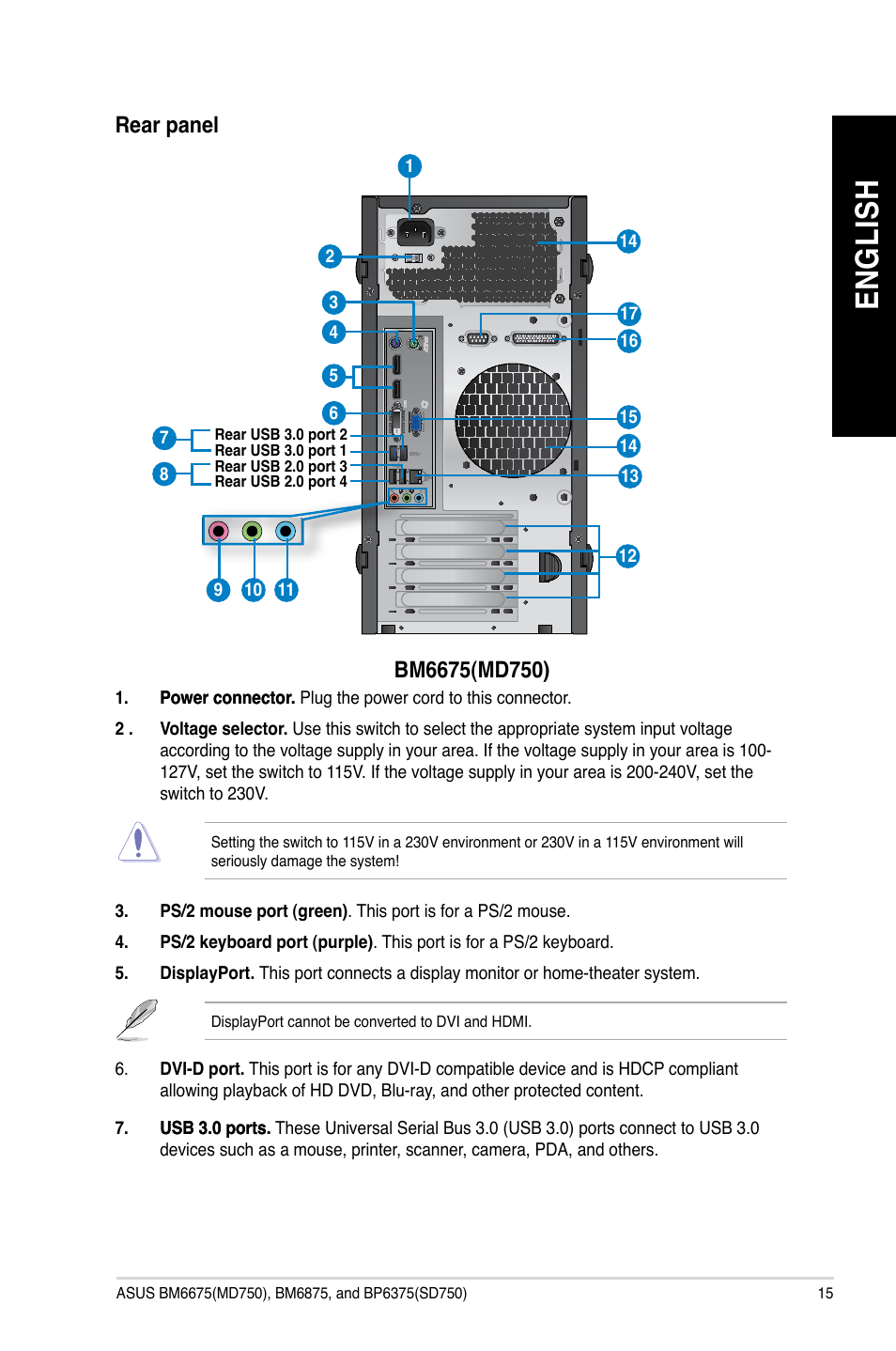 En gl is h en gl is h | Asus BP6375 User Manual | Page 15 / 106