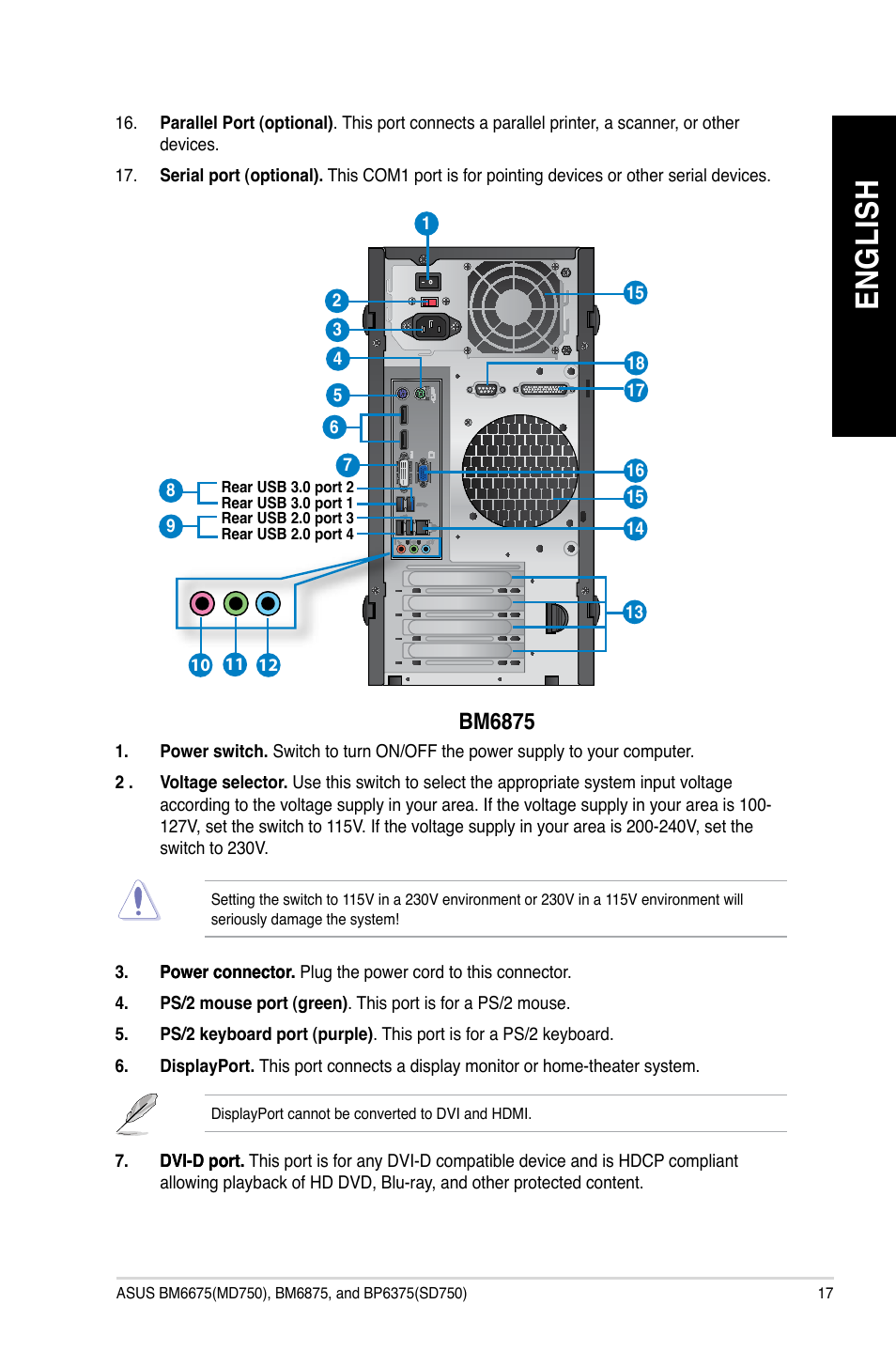 En gl is h en gl is h | Asus BP6375 User Manual | Page 17 / 106