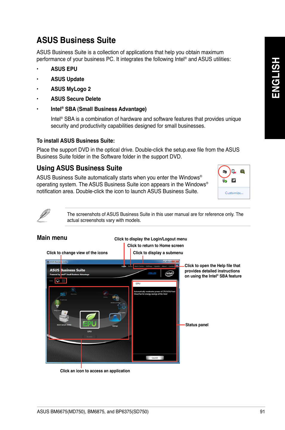 Asus business suite, En gl is h en gl is h | Asus BP6375 User Manual | Page 91 / 106