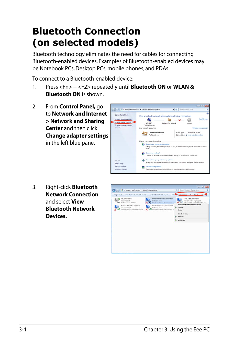 Bluetooth connection (on selected models), Bluetooth connection (on selected models) -4 | Asus Eee PC VX6 User Manual | Page 36 / 62