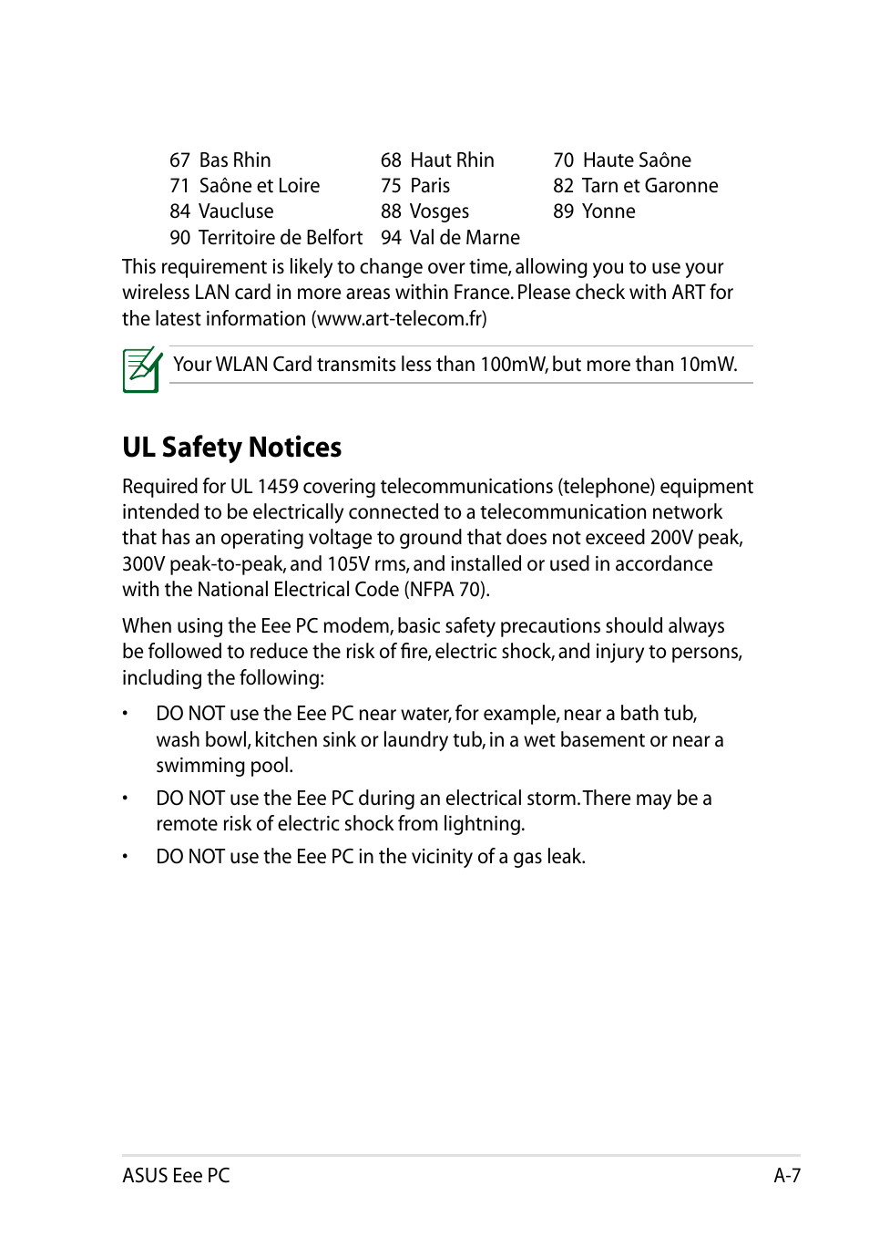 Ul safety notices | Asus Eee PC VX6 User Manual | Page 55 / 62