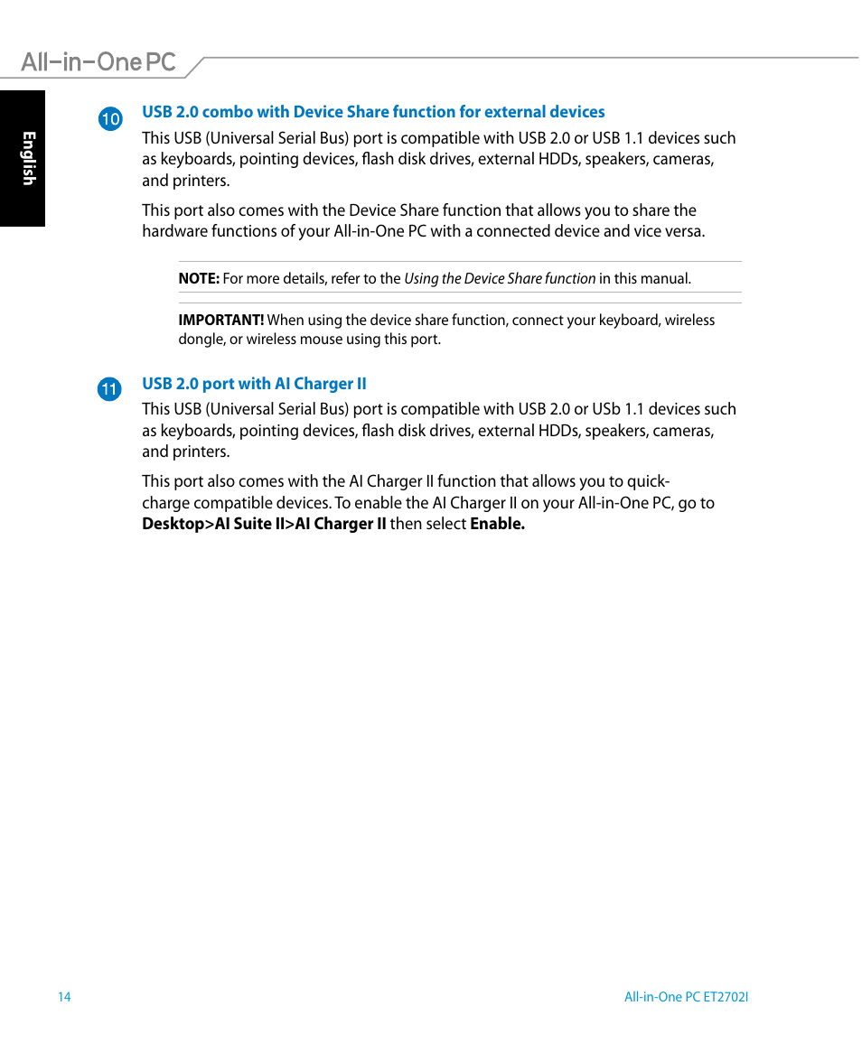 Asus ET2702IGTH User Manual | Page 14 / 60