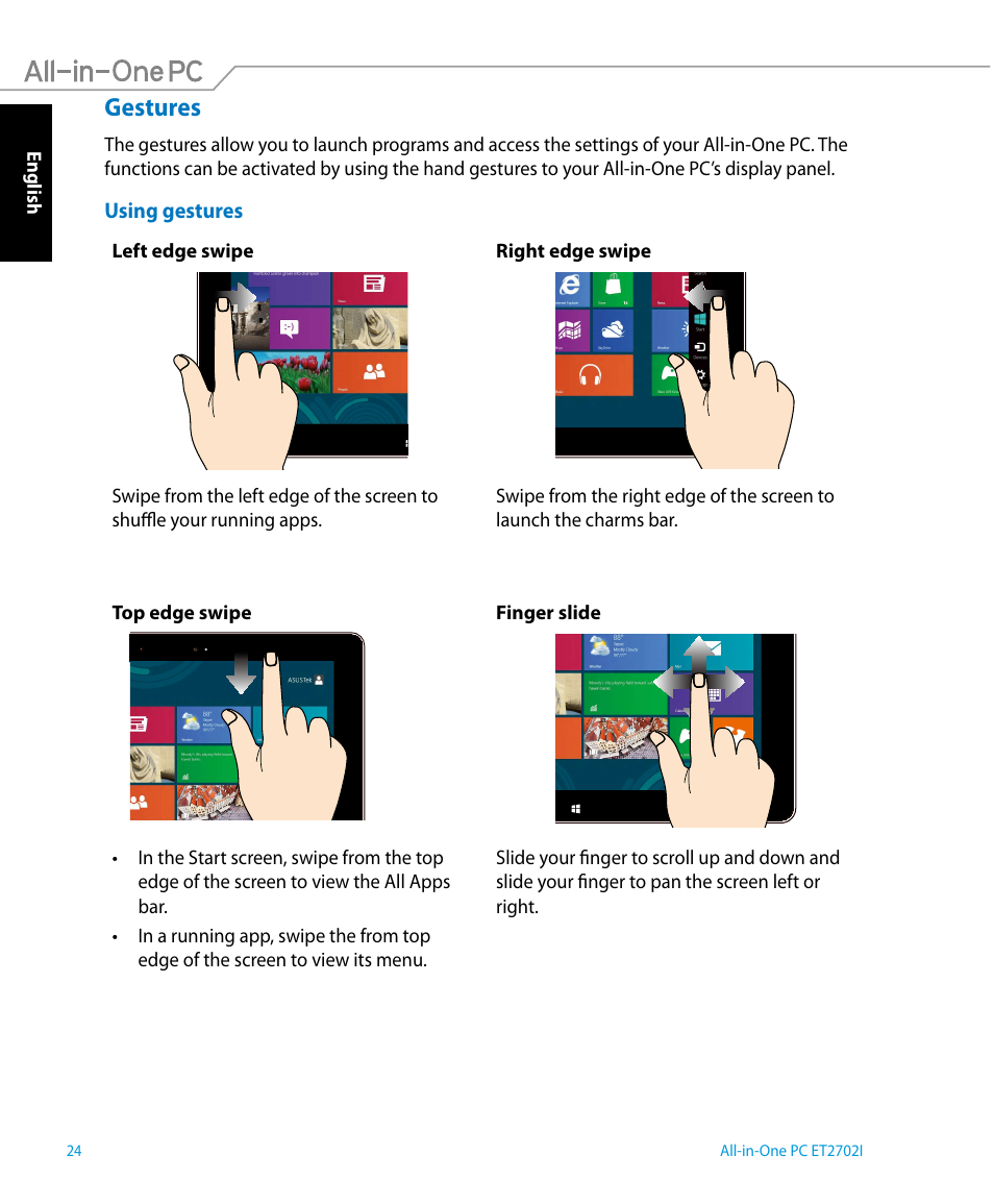 Gestures | Asus ET2702IGTH User Manual | Page 24 / 60