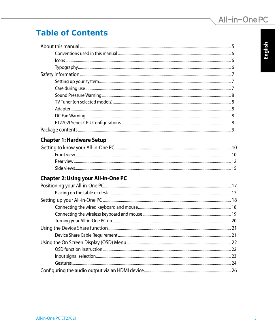 Asus ET2702IGTH User Manual | Page 3 / 60