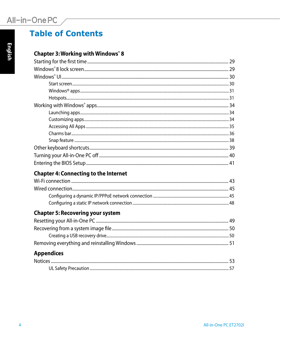 Asus ET2702IGTH User Manual | Page 4 / 60