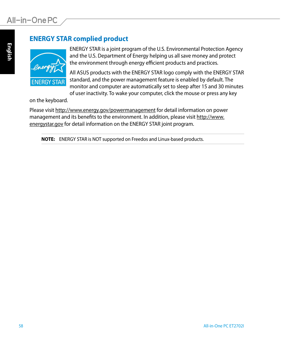 Energy star complied product | Asus ET2702IGTH User Manual | Page 58 / 60