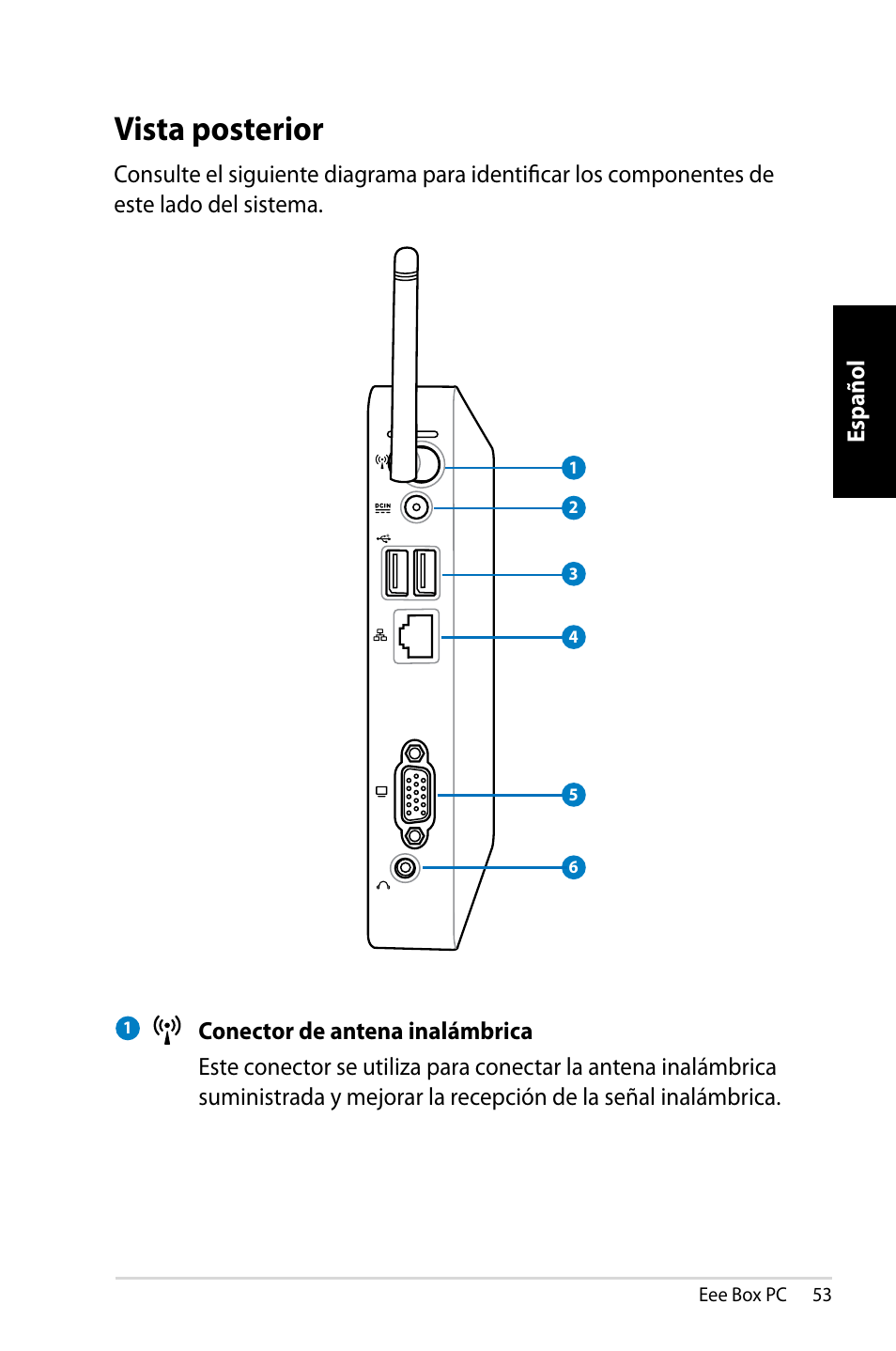 Vista posterior | Asus EB1007 User Manual | Page 53 / 109