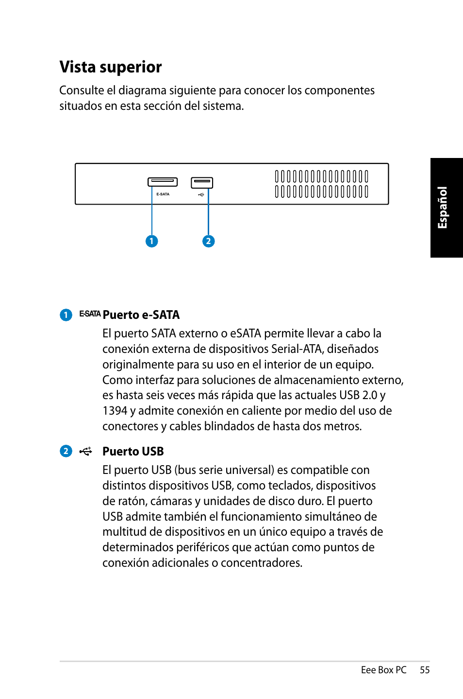 Vista superior | Asus EB1007 User Manual | Page 55 / 109