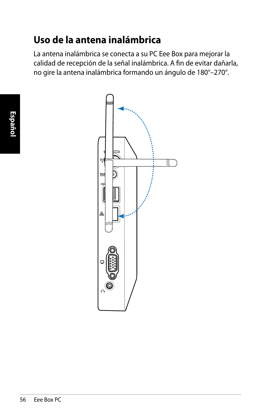 Uso de la antena inalámbrica | Asus EB1007 User Manual | Page 56 / 109