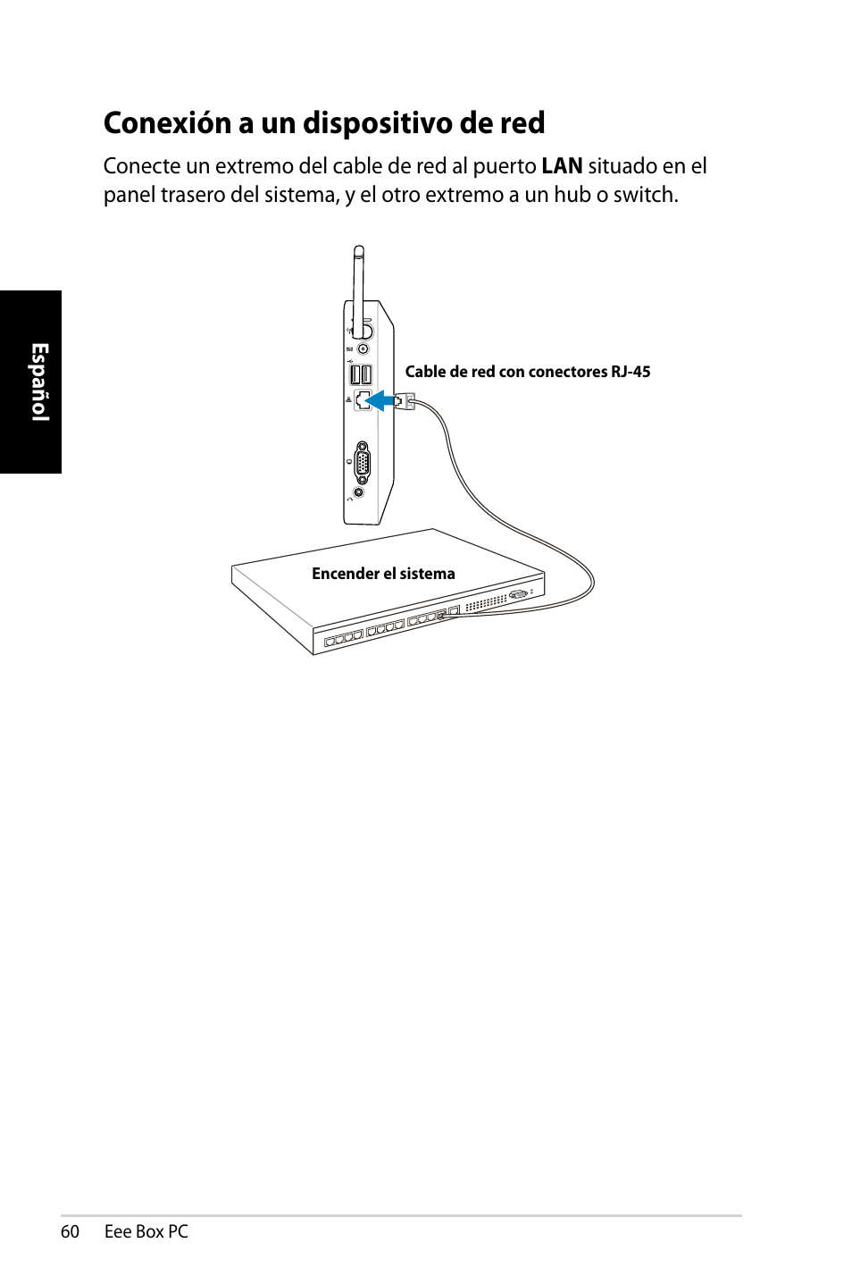 Conexión a un dispositivo de red | Asus EB1007 User Manual | Page 60 / 109