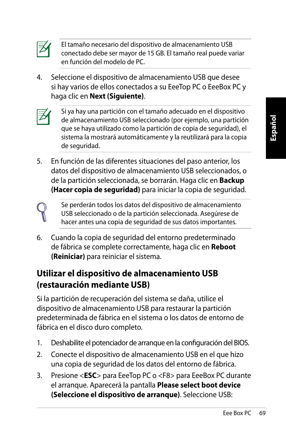 Mediante usb) | Asus EB1007 User Manual | Page 69 / 109