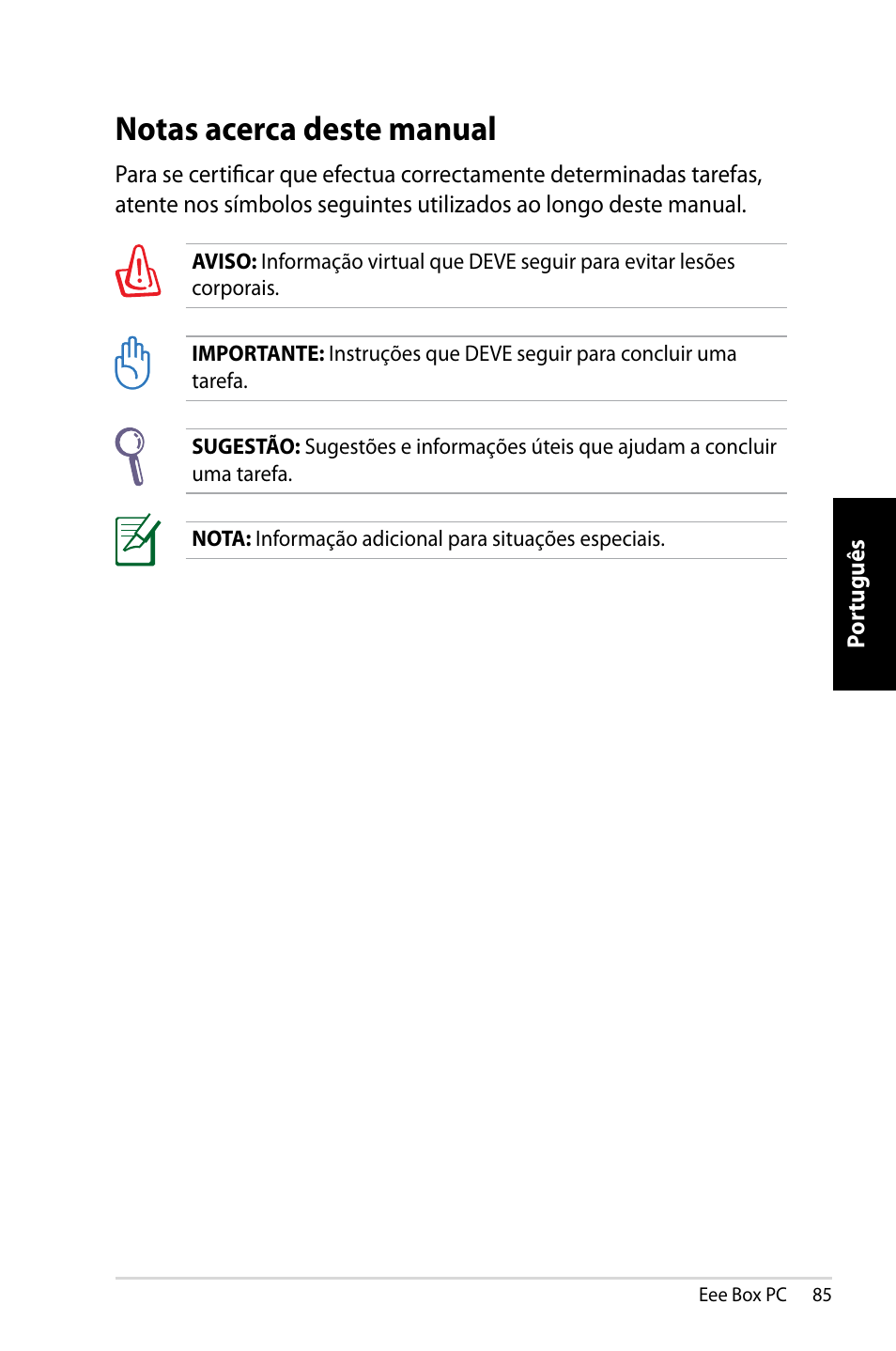 Notas acerca deste manual | Asus EB1007 User Manual | Page 85 / 109