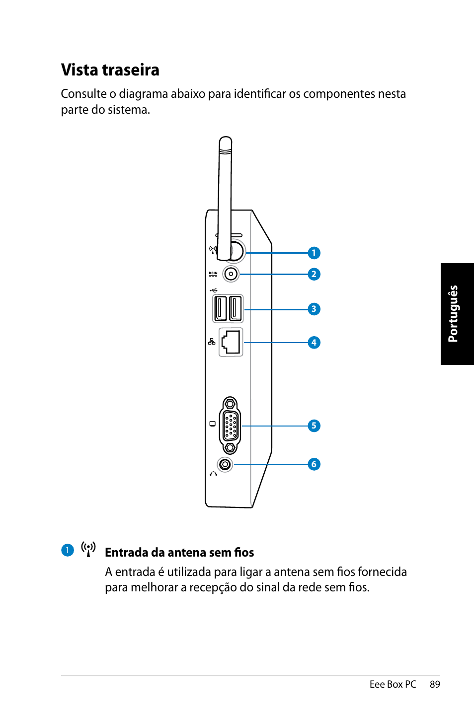 Vista traseira | Asus EB1007 User Manual | Page 89 / 109