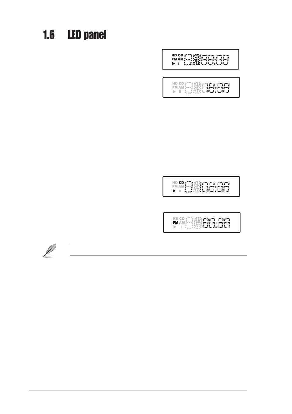 6 led panel, Audio dj mode | Asus T2-P User Manual | Page 22 / 128