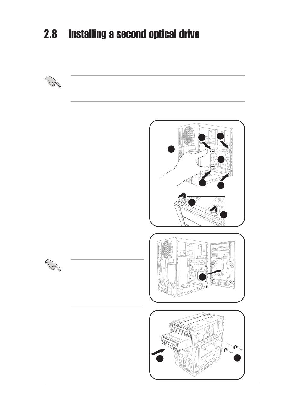 8 installing a second optical drive | Asus T2-P User Manual | Page 35 / 128