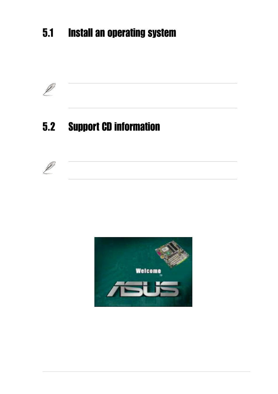 1 install an operating system, 2 support cd information | Asus P4B533-V User Manual | Page 109 / 140