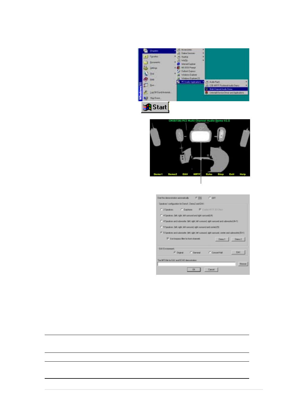 Running the c-media audio demo program, Connector settings and functions | Asus P4B533-V User Manual | Page 133 / 140