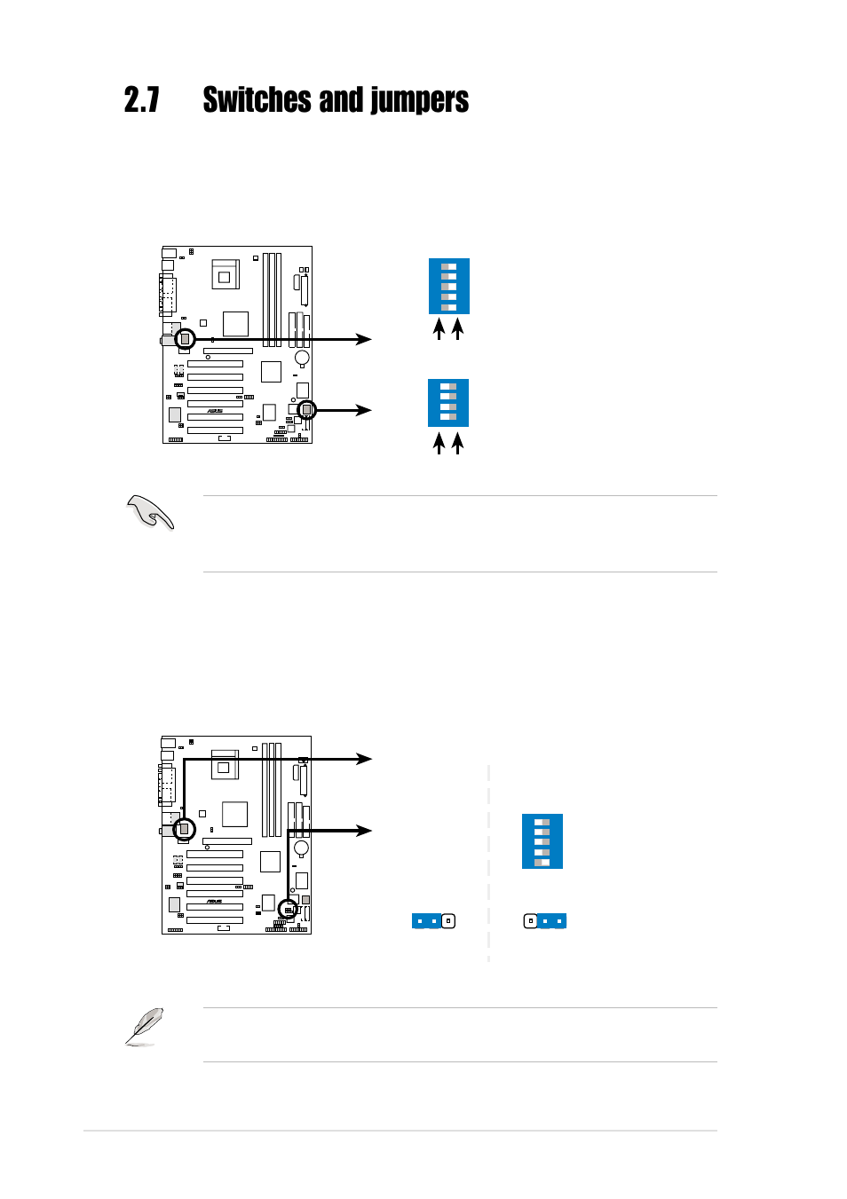 7 switches and jumpers, 16 chapter 2: hardware information | Asus P4B533-V User Manual | Page 42 / 140