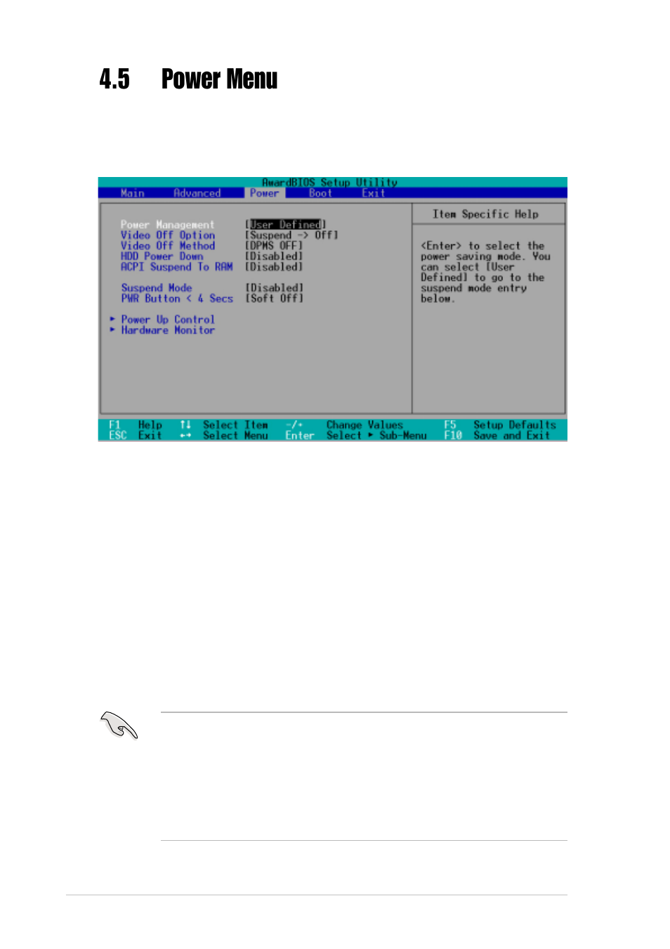 5 power menu | Asus P4B533-V User Manual | Page 96 / 140