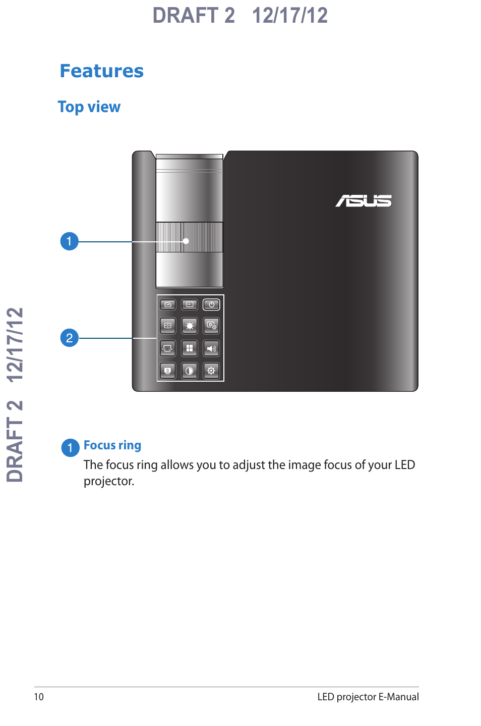 Features, Top view | Asus B1MR User Manual | Page 10 / 58