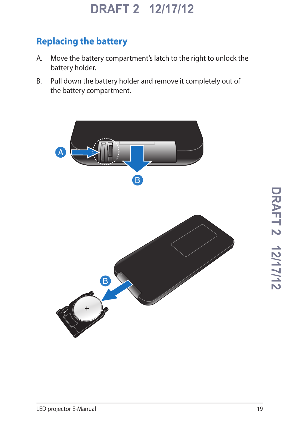 Replacing the battery | Asus B1MR User Manual | Page 19 / 58