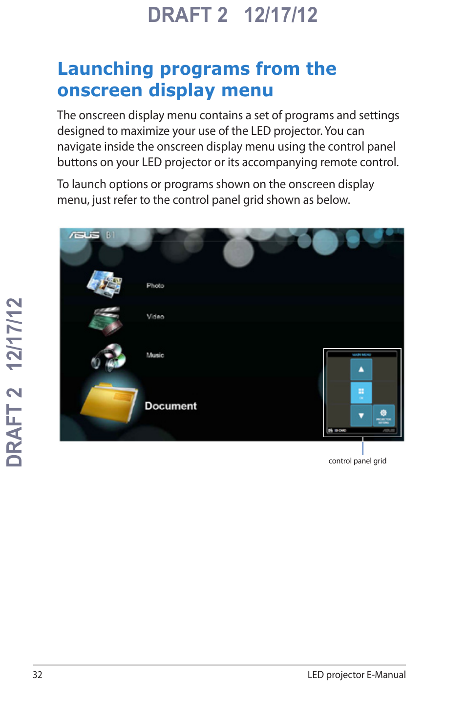 Launching programs from the onscreen display menu | Asus B1MR User Manual | Page 32 / 58