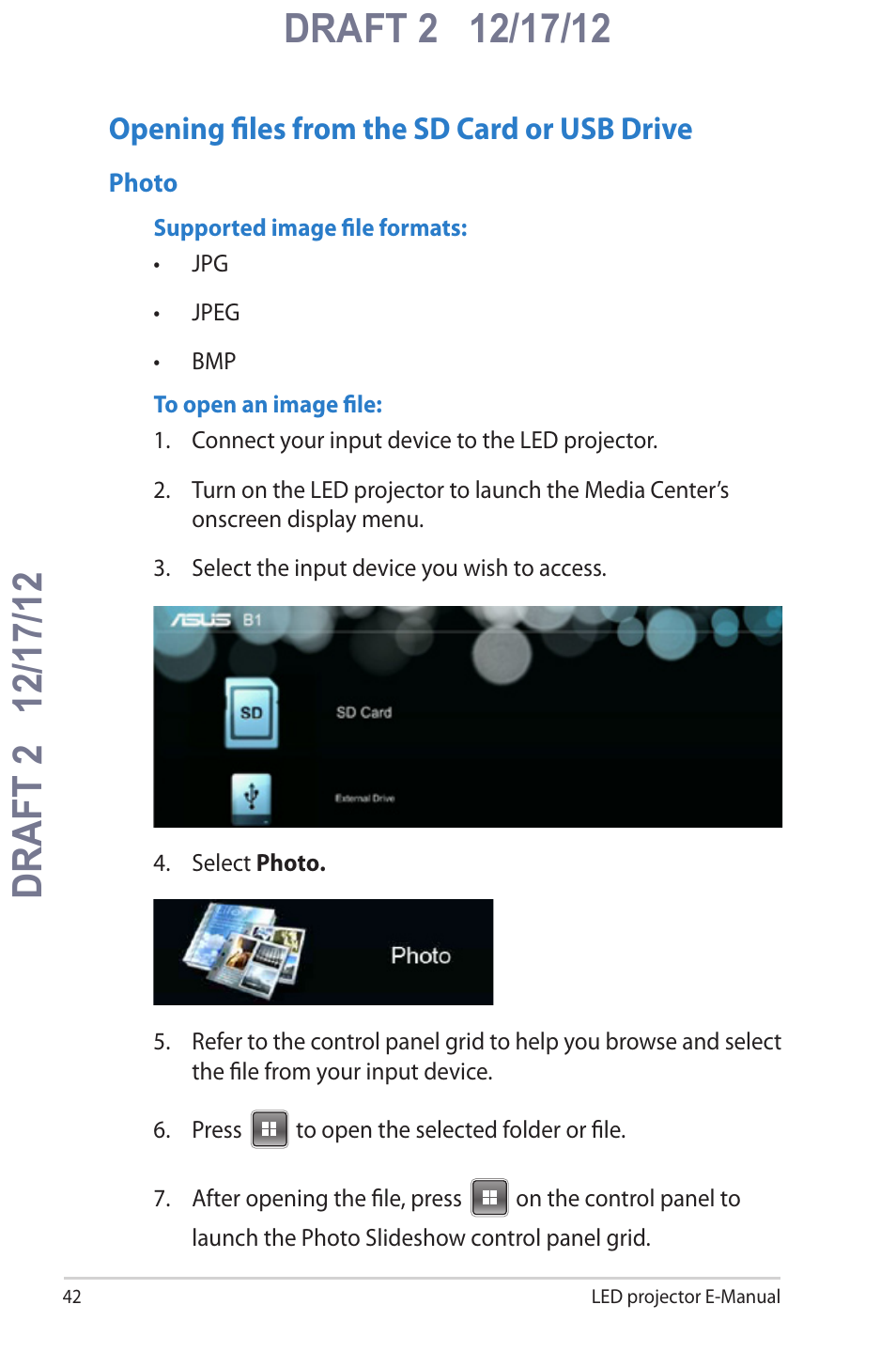 Opening files from the sd card or usb drive | Asus B1MR User Manual | Page 42 / 58
