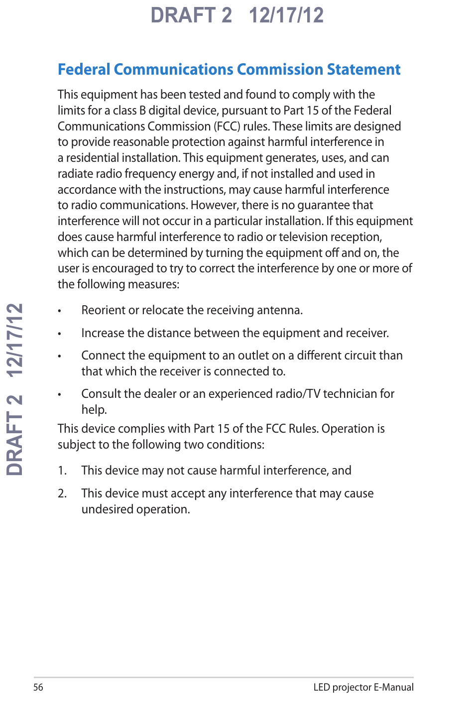 Federal communications commission statement | Asus B1MR User Manual | Page 56 / 58