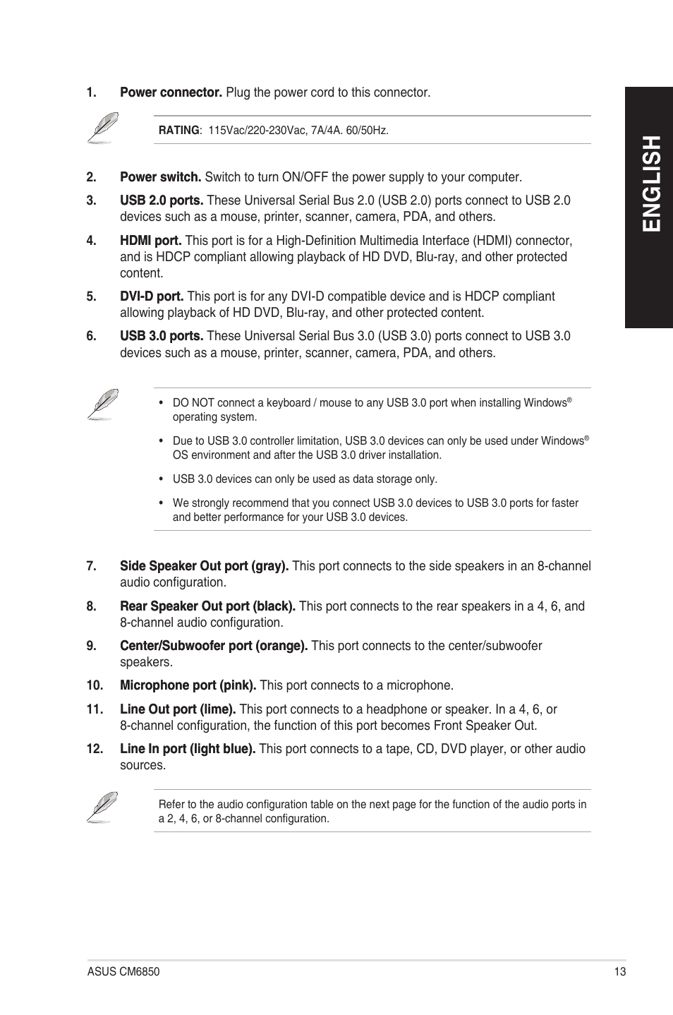 En g lis h en g li sh | Asus CM6850 User Manual | Page 13 / 198