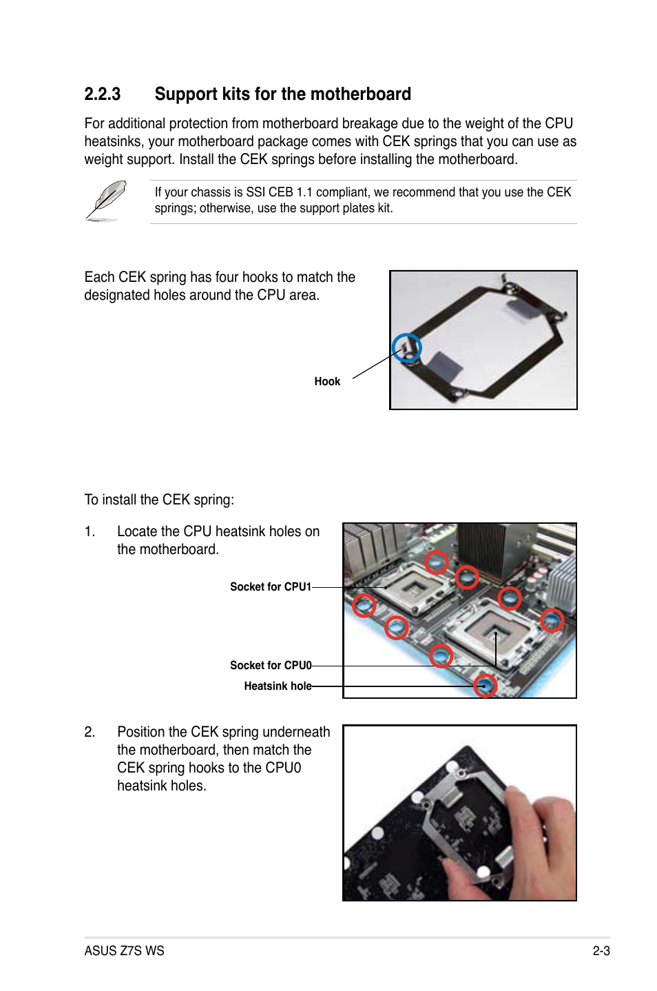 3 support kits for the motherboard, Support kits for the motherboard -3, Support.kits.for.the.motherboard | Asus Z7S WS User Manual | Page 25 / 154