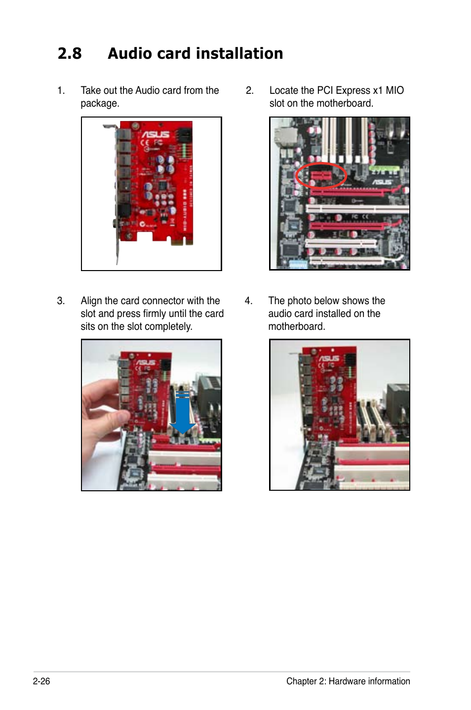 8 audio card installation, Audio.card.installation -26 | Asus Z7S WS User Manual | Page 48 / 154