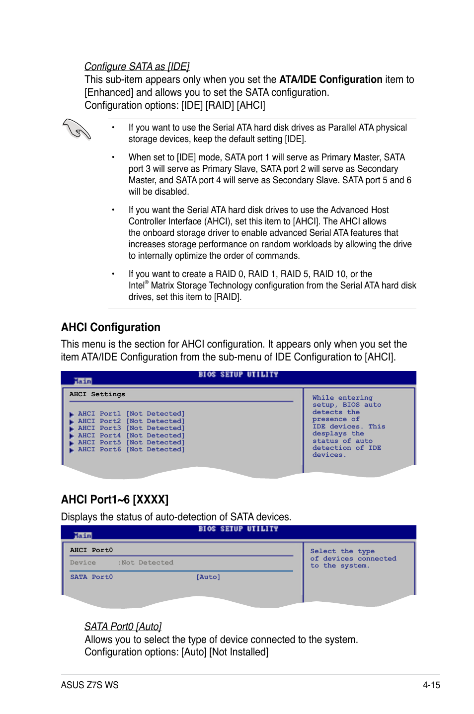 Ahci configuration | Asus Z7S WS User Manual | Page 85 / 154