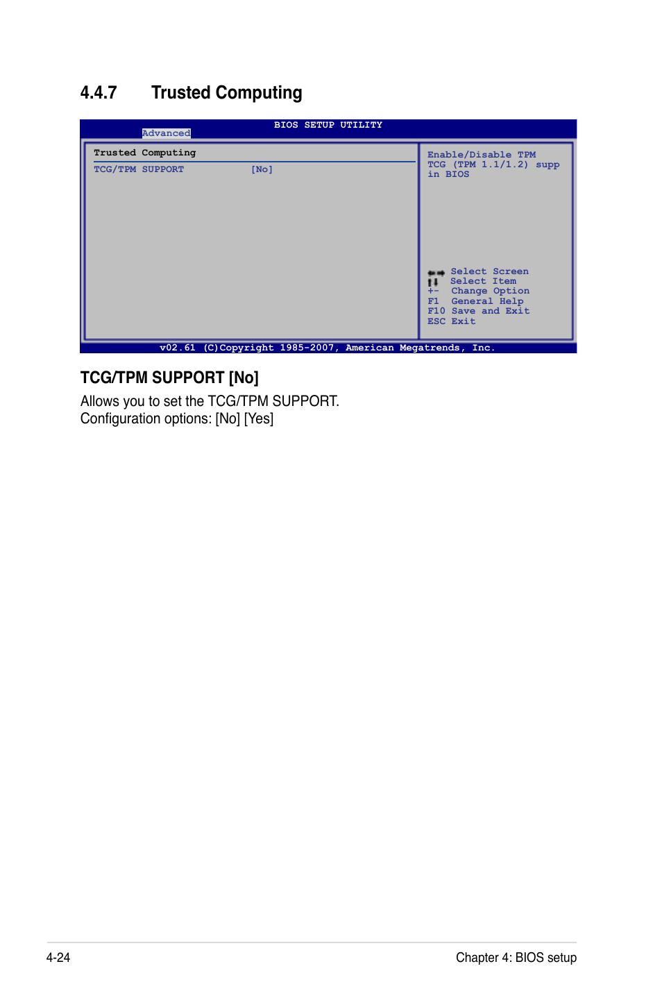 7 trusted computing, Trusted computing -24, Tcg/tpm.support.[no | Asus Z7S WS User Manual | Page 94 / 154