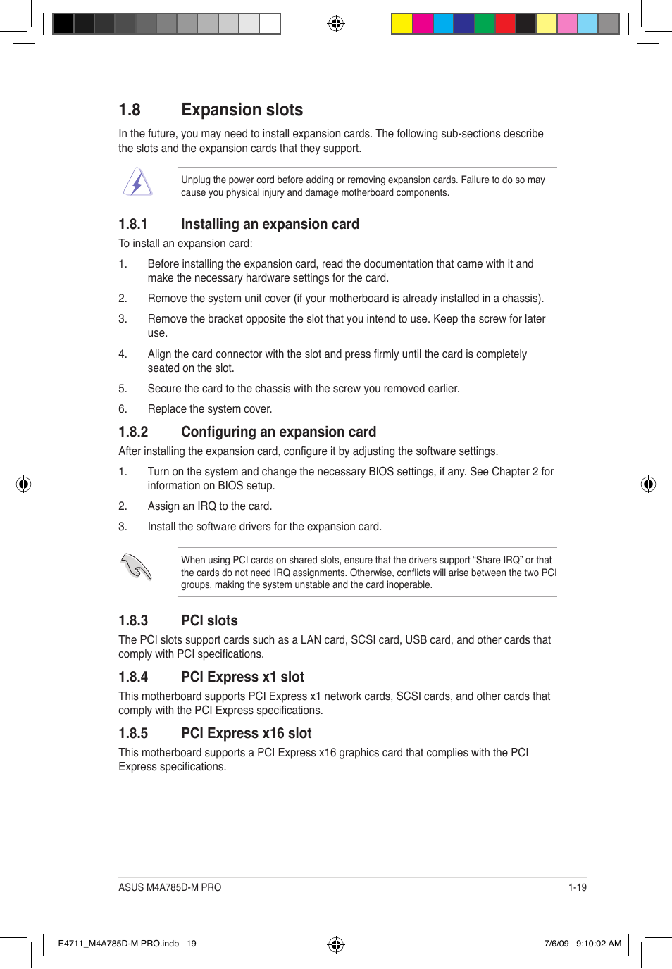 8 expansion slots | Asus M4A785D-M PRO User Manual | Page 29 / 62