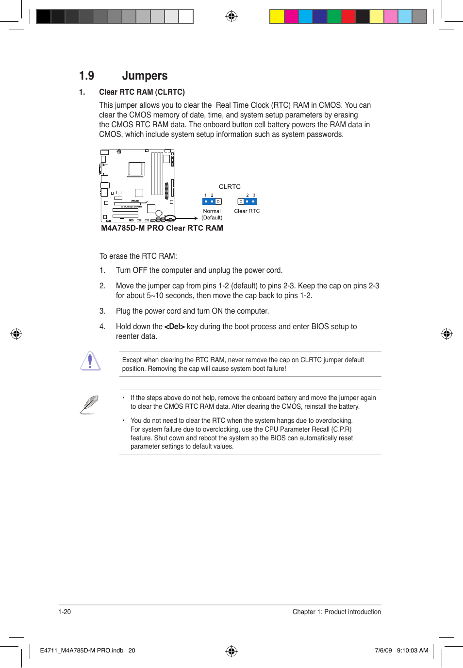 9 jumpers | Asus M4A785D-M PRO User Manual | Page 30 / 62