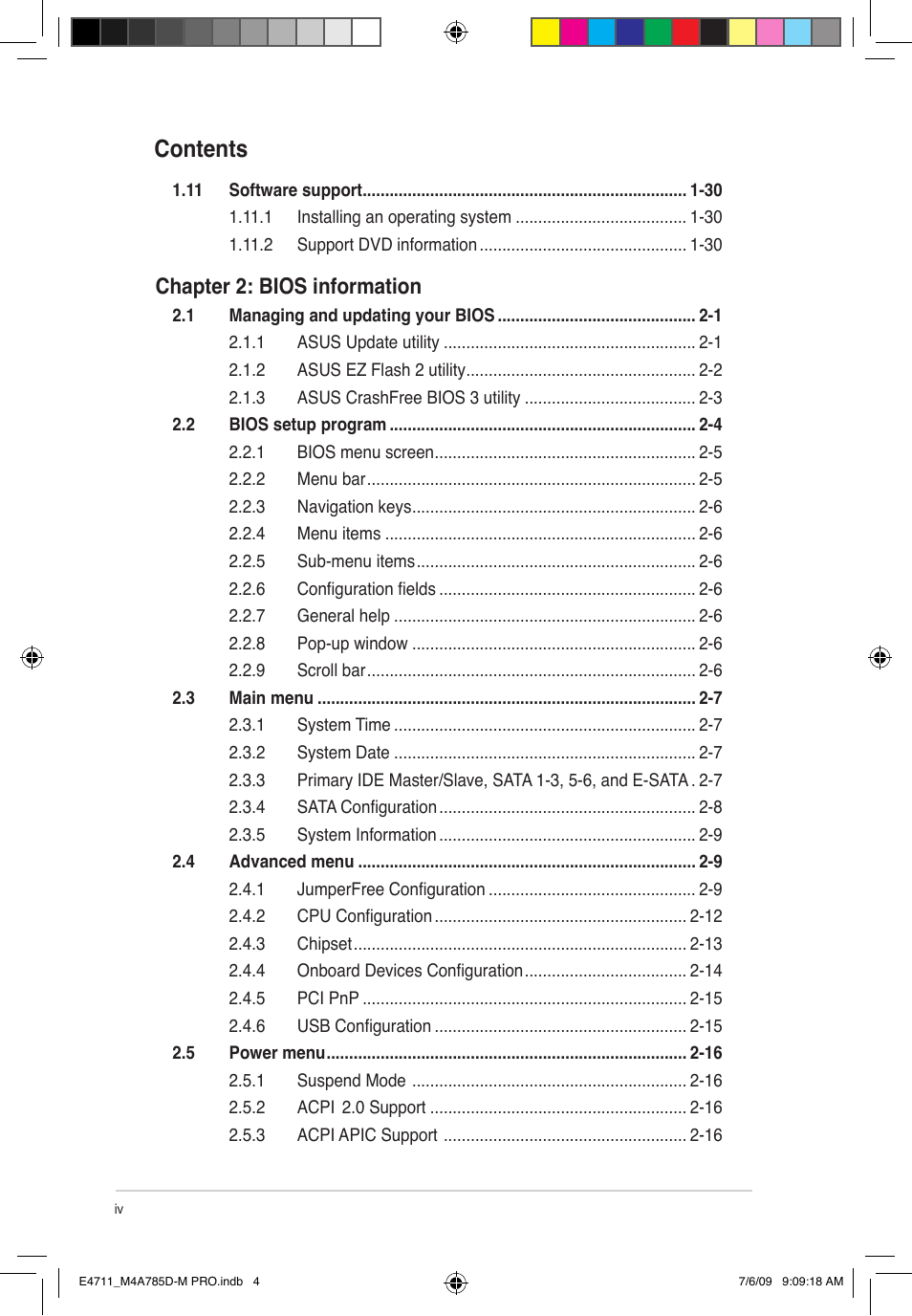 Asus M4A785D-M PRO User Manual | Page 4 / 62