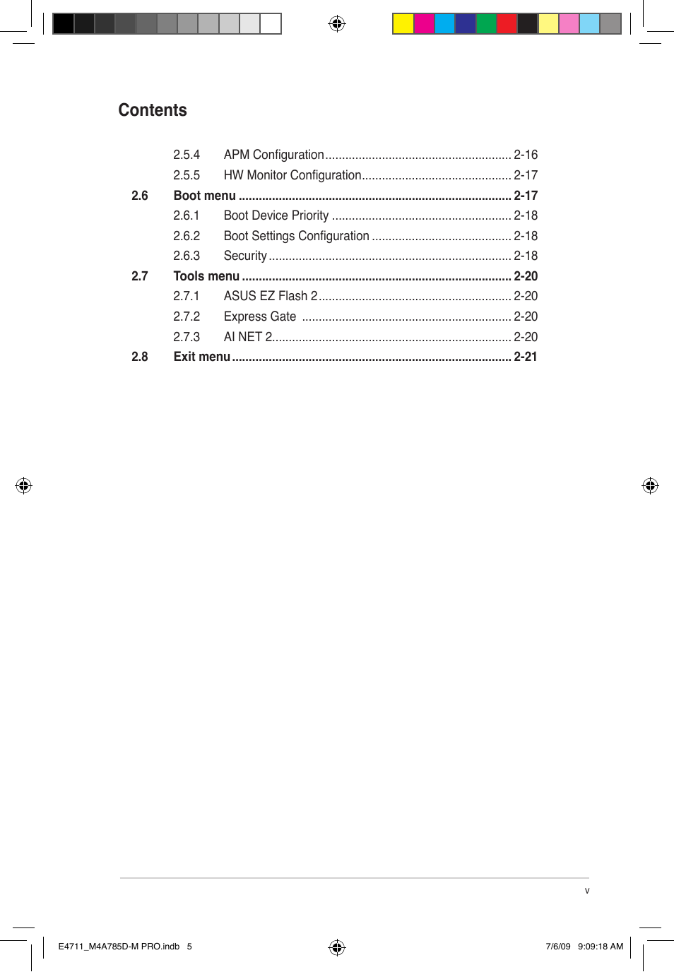 Asus M4A785D-M PRO User Manual | Page 5 / 62