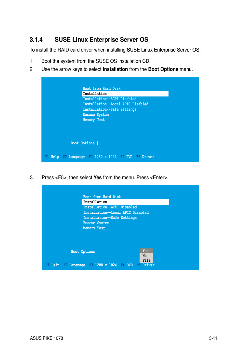 4 suse linux enterprise server os, Suse linux enterprise server os -11 | Asus PIKE 1078 User Manual | Page 79 / 80