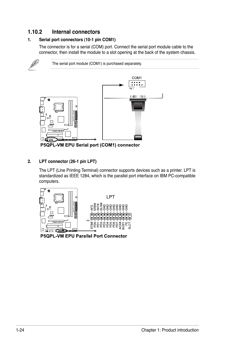 2 internal connectors, 2 internal connectors -24 | Asus P5QPL-VM EPU User Manual | Page 34 / 64